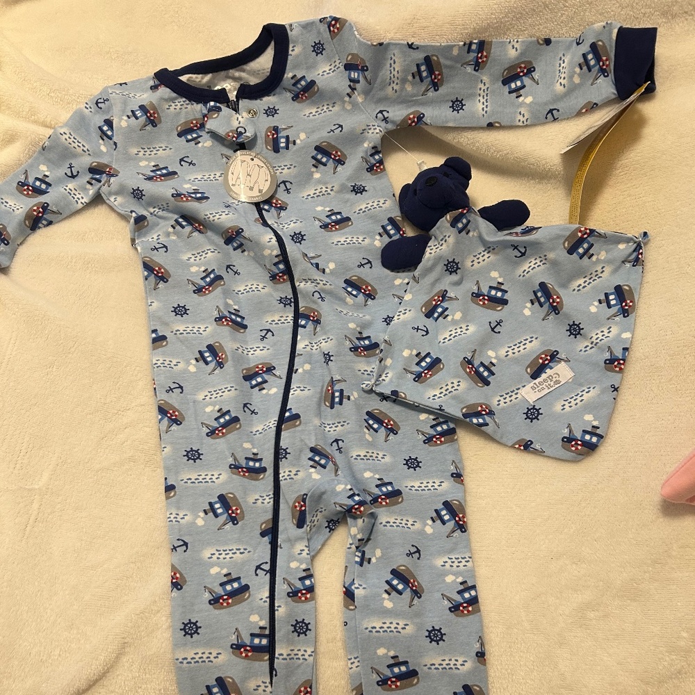 Zip Up Coverall Pajamas with Blanky Buddy